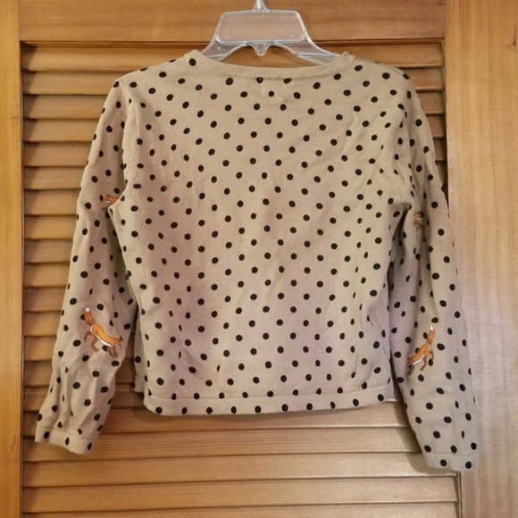 ASOS Knit Tan/Black Polka Dot Fox Crop Top Petite - Picture 4 of 5